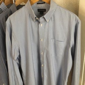 Classic Non Iron Blue and White Stripe Button Down
